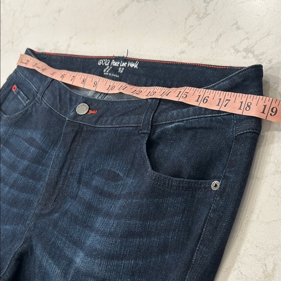 Peace Love World Regular Wide Leg Jeans with Side Buttons Womens Dark Blue Jeans - Picture 13 of 16